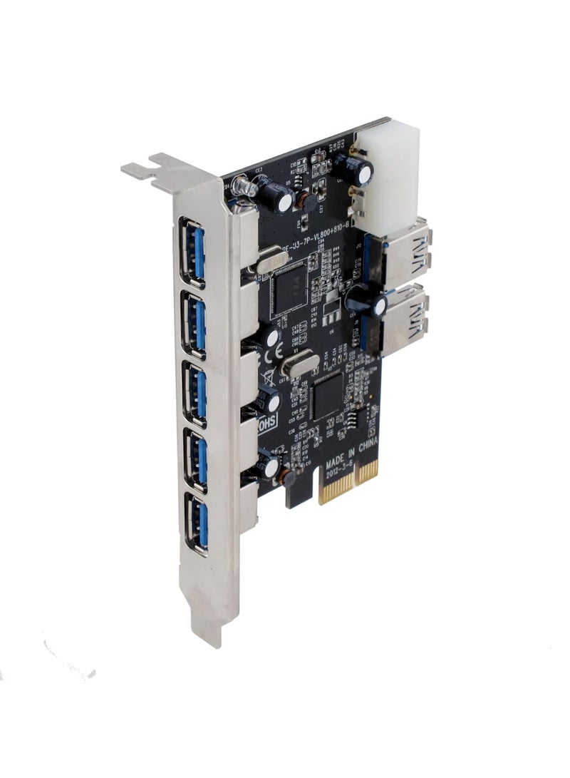 PCI Express USB 3.0 Expansion Card with 7 Ports – SuperSpeed 5Gbps, UASP Support, Molex Power Connector - Image 2